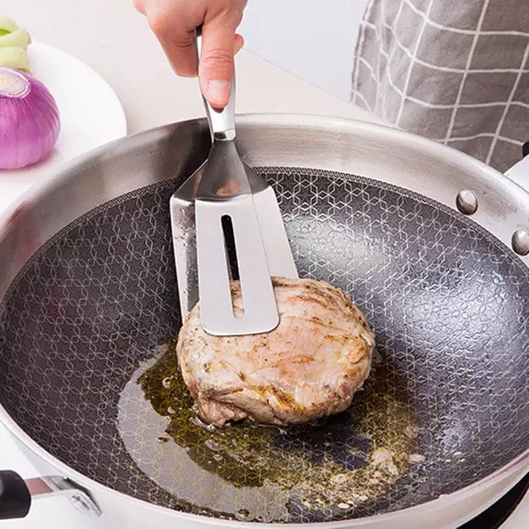 Stainless Steel Steak Clamp, Multi-Functional Food Clip Anti-Scald Bread Clip, Multifunctional Cooking Tong Double Sided Spatula Stainless Steel Steak Clamp, Multi-Functional Food Clip Anti-Scald Bread Clip, Multifunctional Cooking Tong Double Sided Spatula